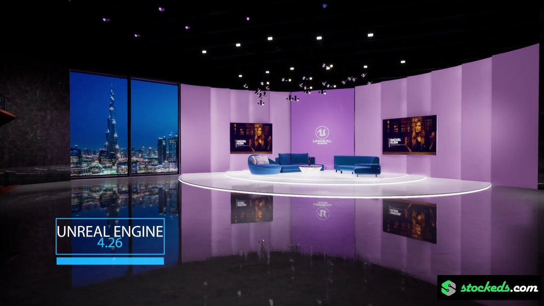 TALKSHOW B1N2 | Unreal Engine Corporate Virtual Set |  Integrated With Aximmetry