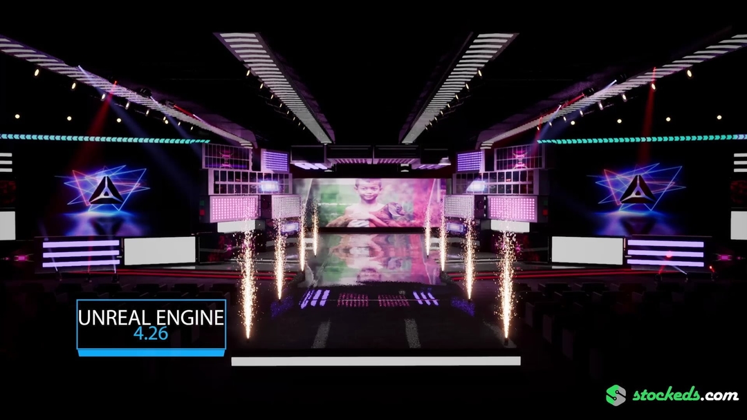 STAGE D7 | DMX Pyro | Unreal Engine Corporate Virtual Set | Integrated With Aximmetry