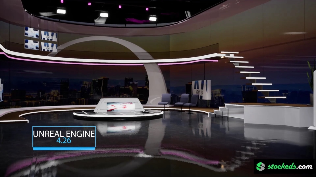NEWSROOM AXE | Unreal Engine Corporate Virtual Set |  Integrated With Aximmetry