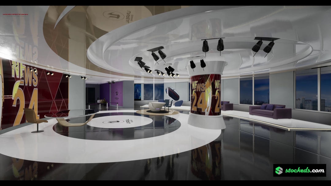NEWSROOM DE8 | Unreal Engine Corporate Virtual Set |  Integrated With Aximmetry