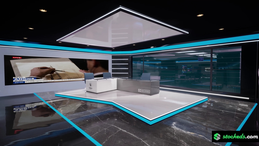 NEWSROOM FX13 | Unreal Engine Corporate Virtual Set |  Integrated With Aximmetry