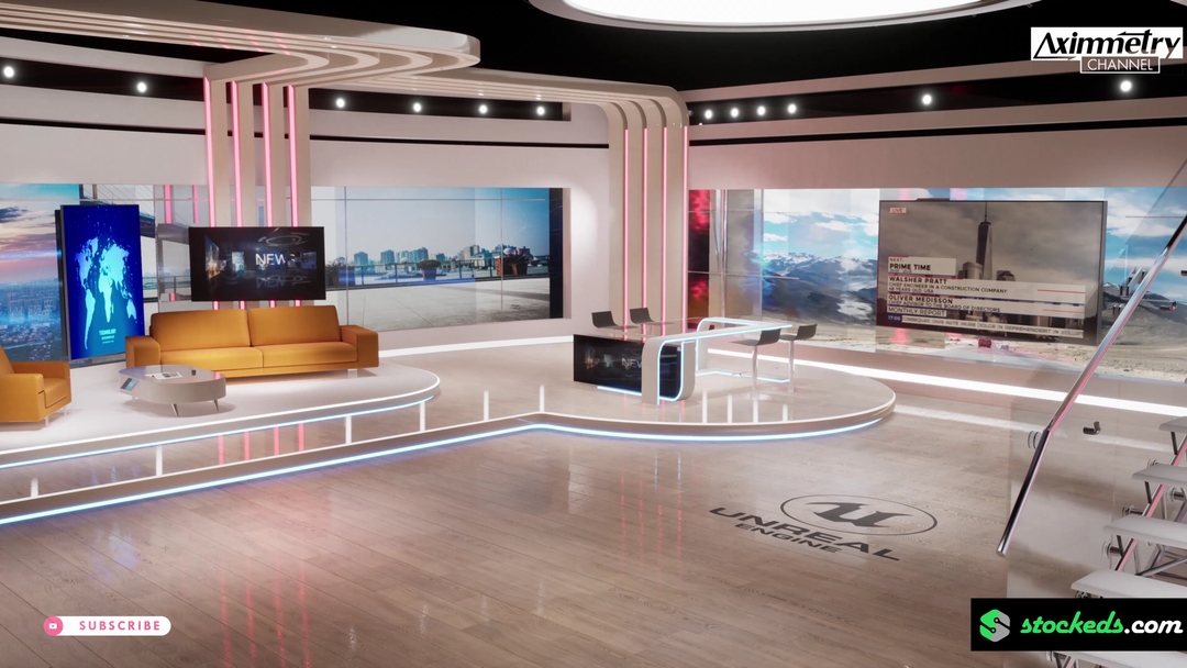 NEWSROOM LCJ1 | Unreal Engine Corporate Virtual Set |  Integrated With Aximmetry