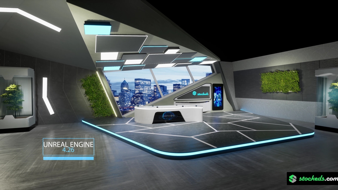 TALKSHOW MIG1 | Unreal Engine Corporate Virtual Set |  Integrated With Aximmetry