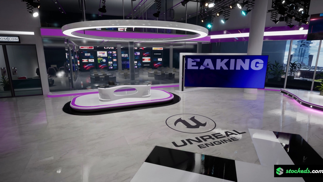 NEWSROOM SMT2G | Unreal Engine Corporate Virtual Set |  Integrated With Aximmetry