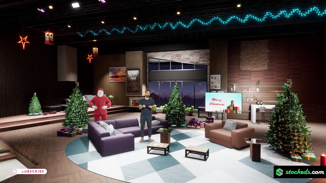 CHRISTMAS TALKSHOW SMX4 | Unreal Engine Corporate Virtual Set |  Integrated With Aximmetry