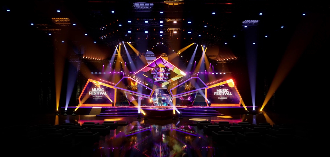 STAGE ERGE | DMX Pyro | Unreal Engine Corporate Virtual Set | Integrated With Aximmetry