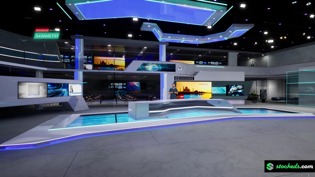 NEWSROOM RCNO7 | Unreal Engine Corporate Virtual Set |  Integrated With Aximmetry