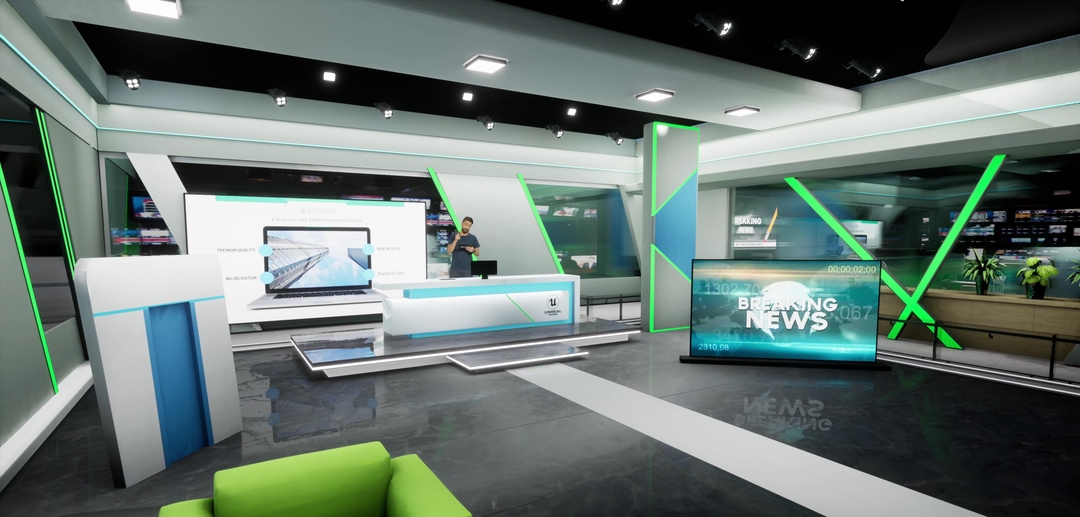 NEWSROOM ARJN7 | Unreal Engine Corporate Virtual Set |  Integrated With Aximmetry
