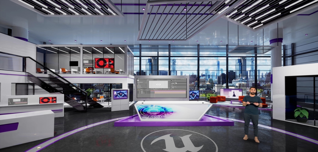 NEWSROOM IHKS9 | Unreal Engine Corporate Virtual Set |  Integrated With Aximmetry