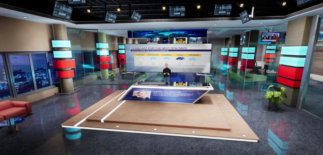 NEWSROOM NFLW9 | Unreal Engine Corporate Virtual set|  Integrated With Aximmetry