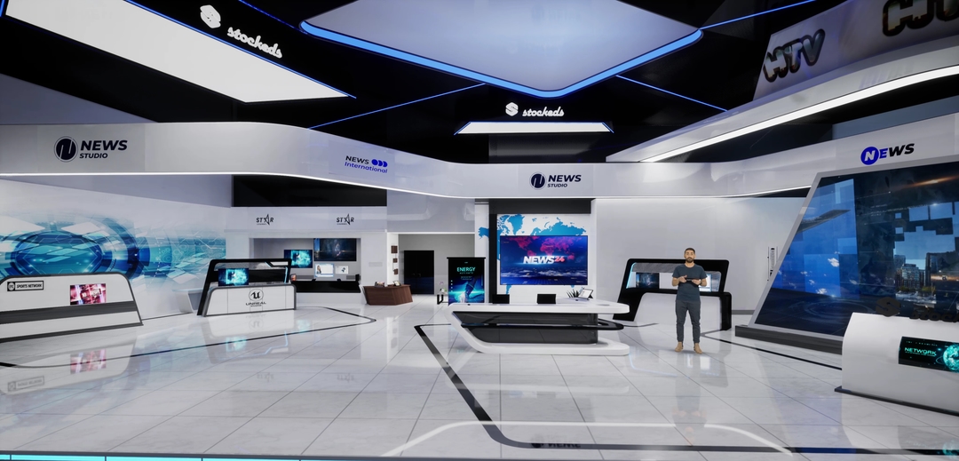 NEWSROOM REPT4 | Unreal Engine Corporate Virtual Set |  Integrated With Aximmetry