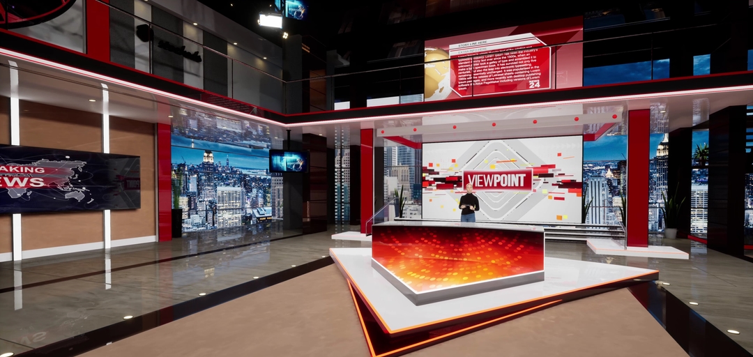 NEWSROOM GMED6Y | Unreal Engine Corporate Virtual Set |  Integrated With Aximmetry