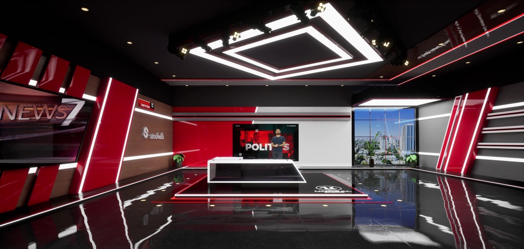 NEWSROOM KBYX7 | Unreal Engine Corporate Virtual Set |  Integrated With Aximmetry