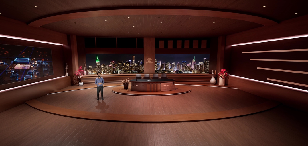TALKSHOW QAZ4 | Unreal Engine Corporate Virtual Set | Integrated With Aximmetry