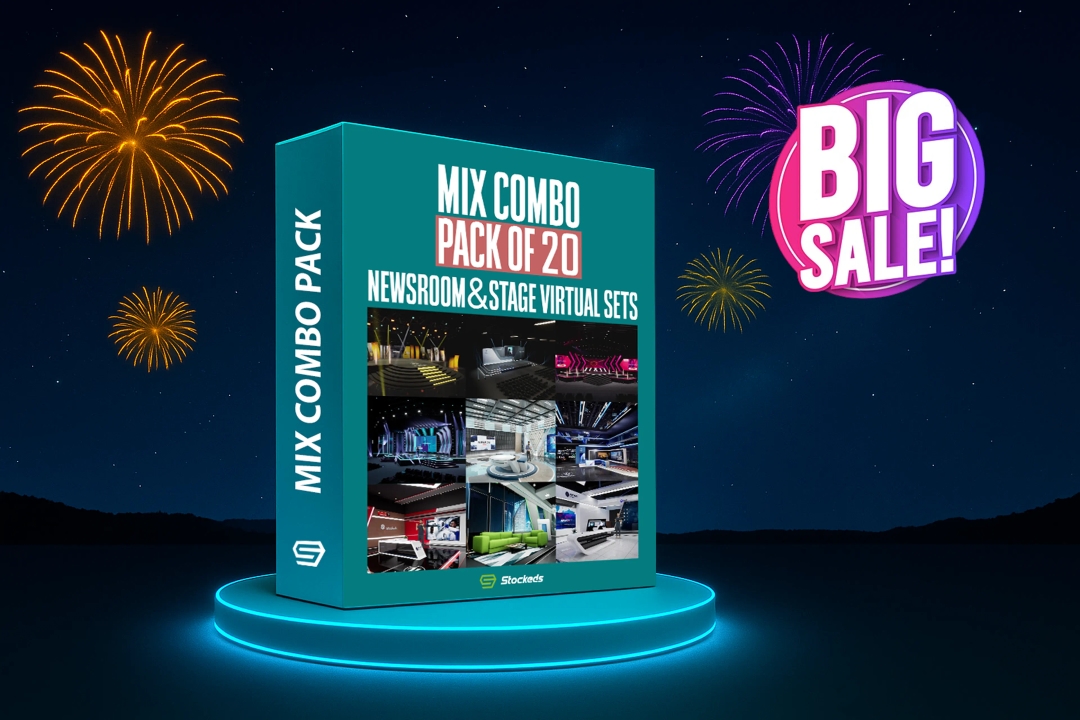 20-IN-1 UNREAL VIRTUAL SETS PACK –NEWSROOMS & STAGE COMBO
