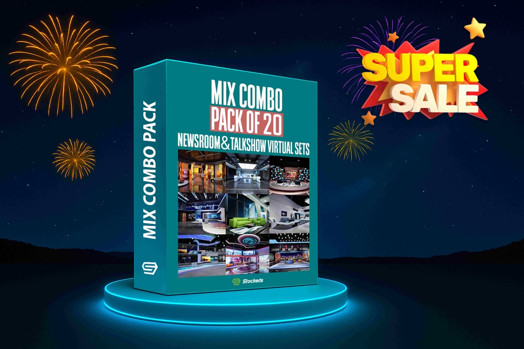 20-IN-1 UNREAL VIRTUAL SETS PACK – NEWSROOMS & TALKSHOWS COMBO