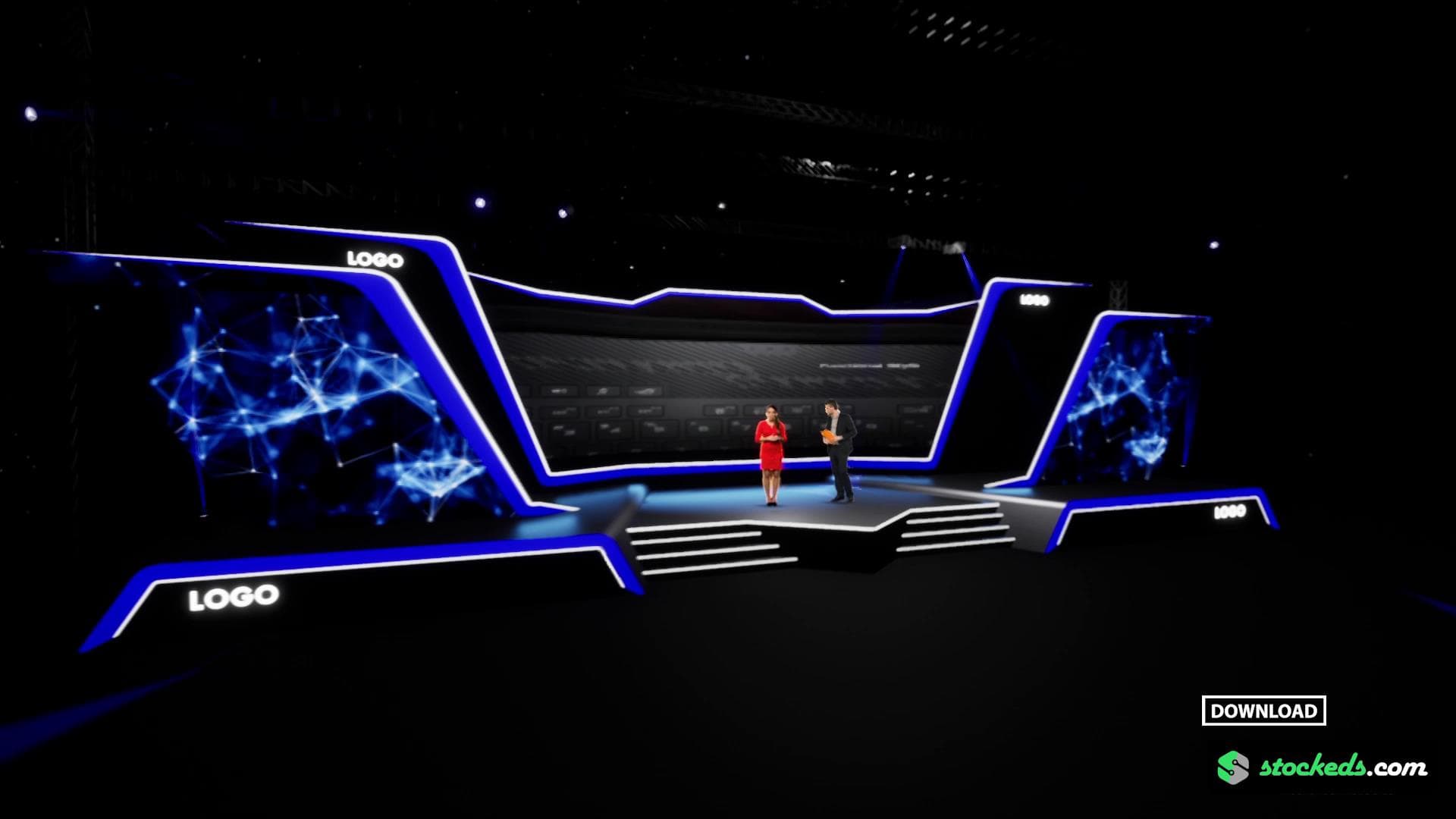 STAGE_CORPORATE_KX5 | DMX CONTROL | UNREAL ENGINE VIRTUAL SET | INTEGRATED WITH AXIMMETRY-3