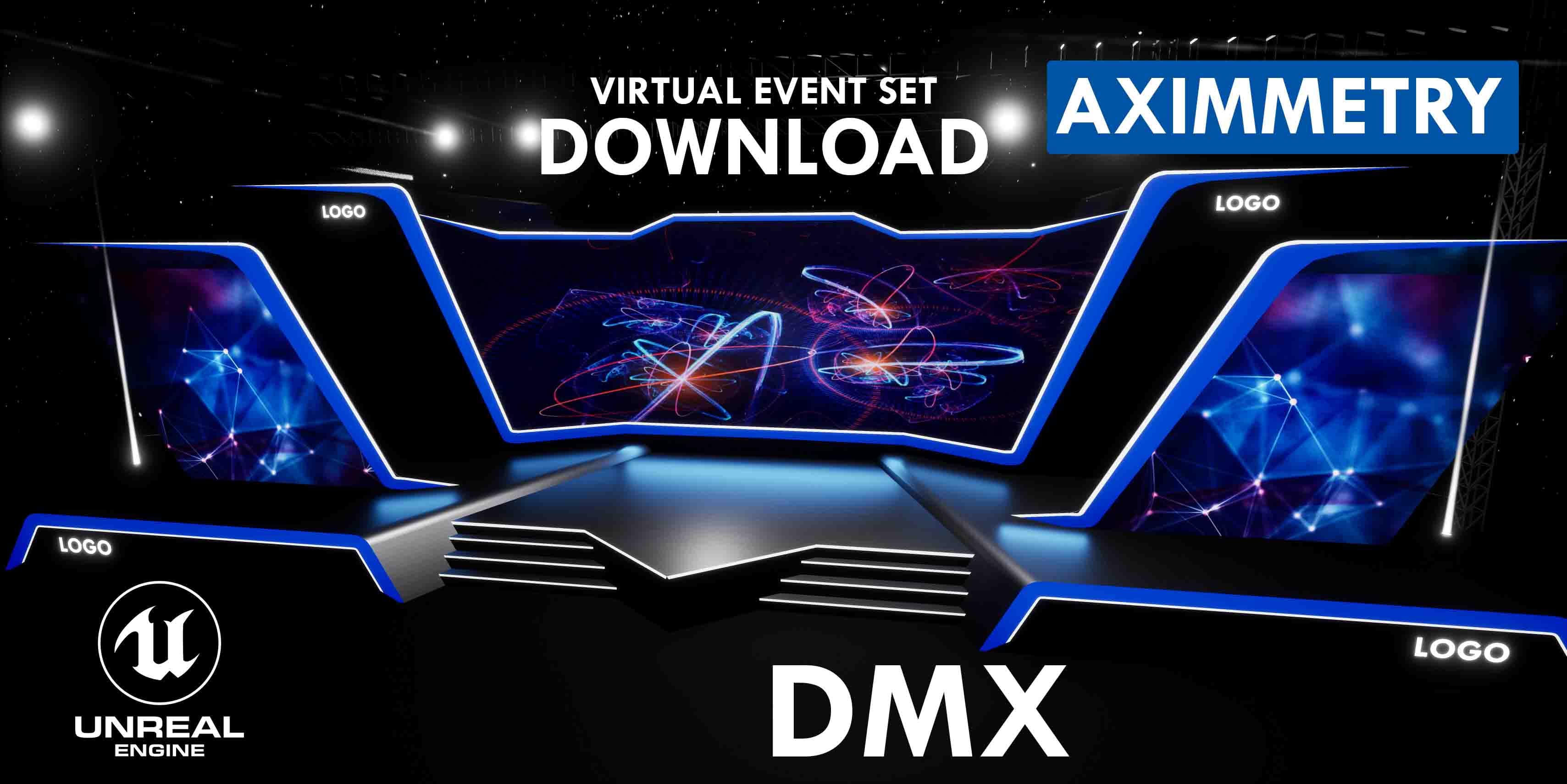 STAGE_CORPORATE_KX5 | DMX CONTROL | UNREAL ENGINE VIRTUAL SET | INTEGRATED WITH AXIMMETRY