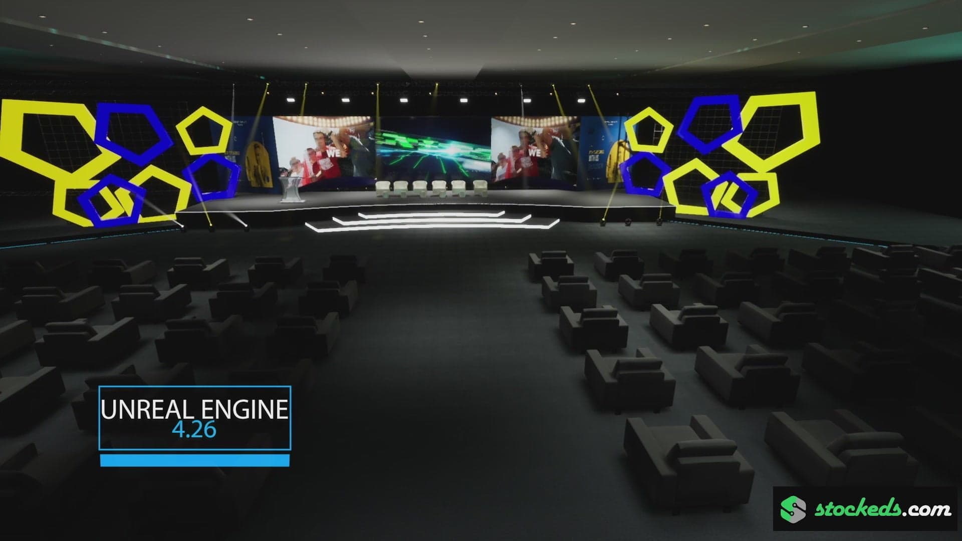 STAGE FY1  | DMX Pyro | Unreal Engine Corporate Virtual Set | Integrated With Aximmetry