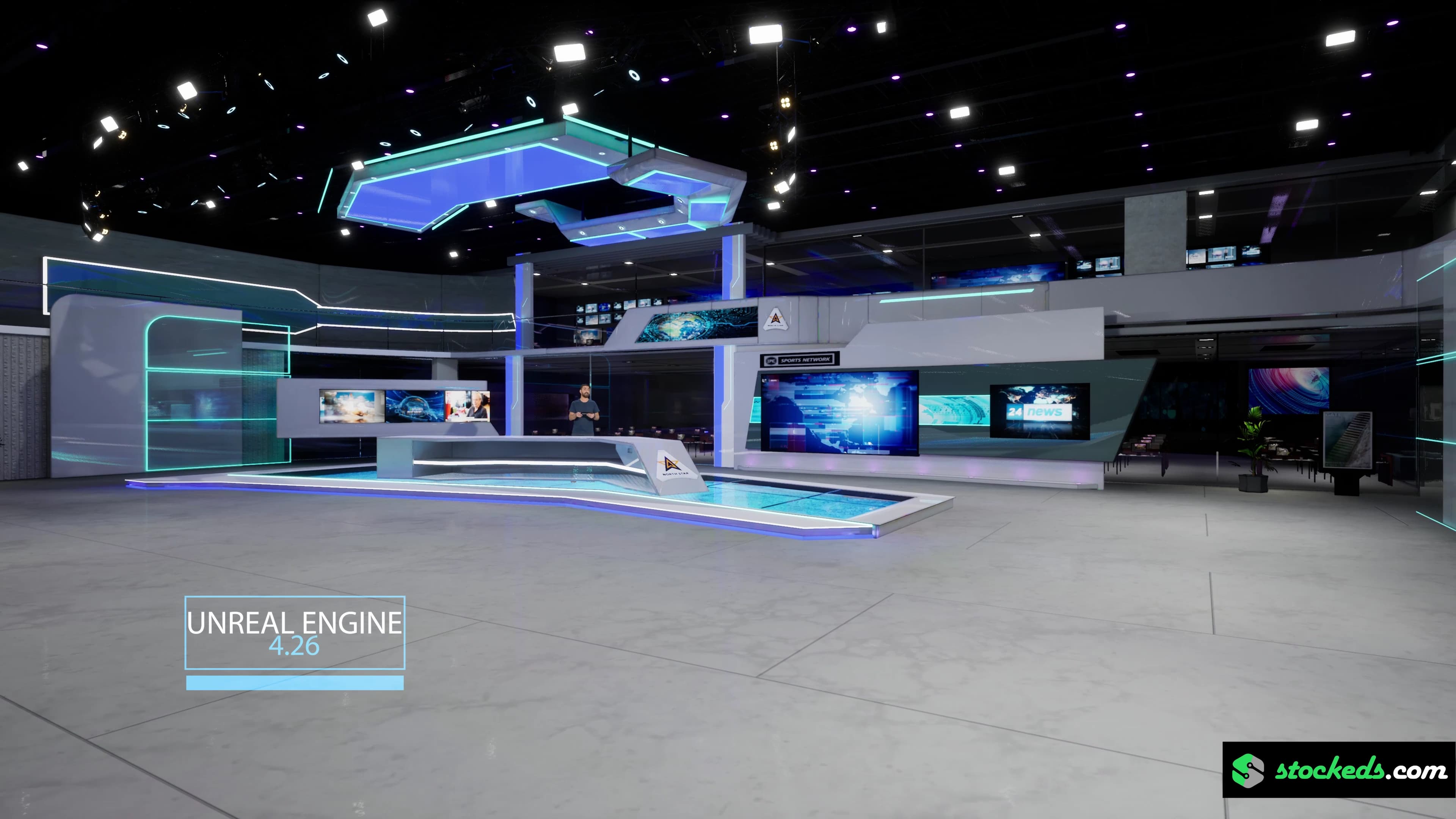 NEWSROOM RCNO7 | Unreal Engine Corporate Virtual Set |  Integrated With Aximmetry