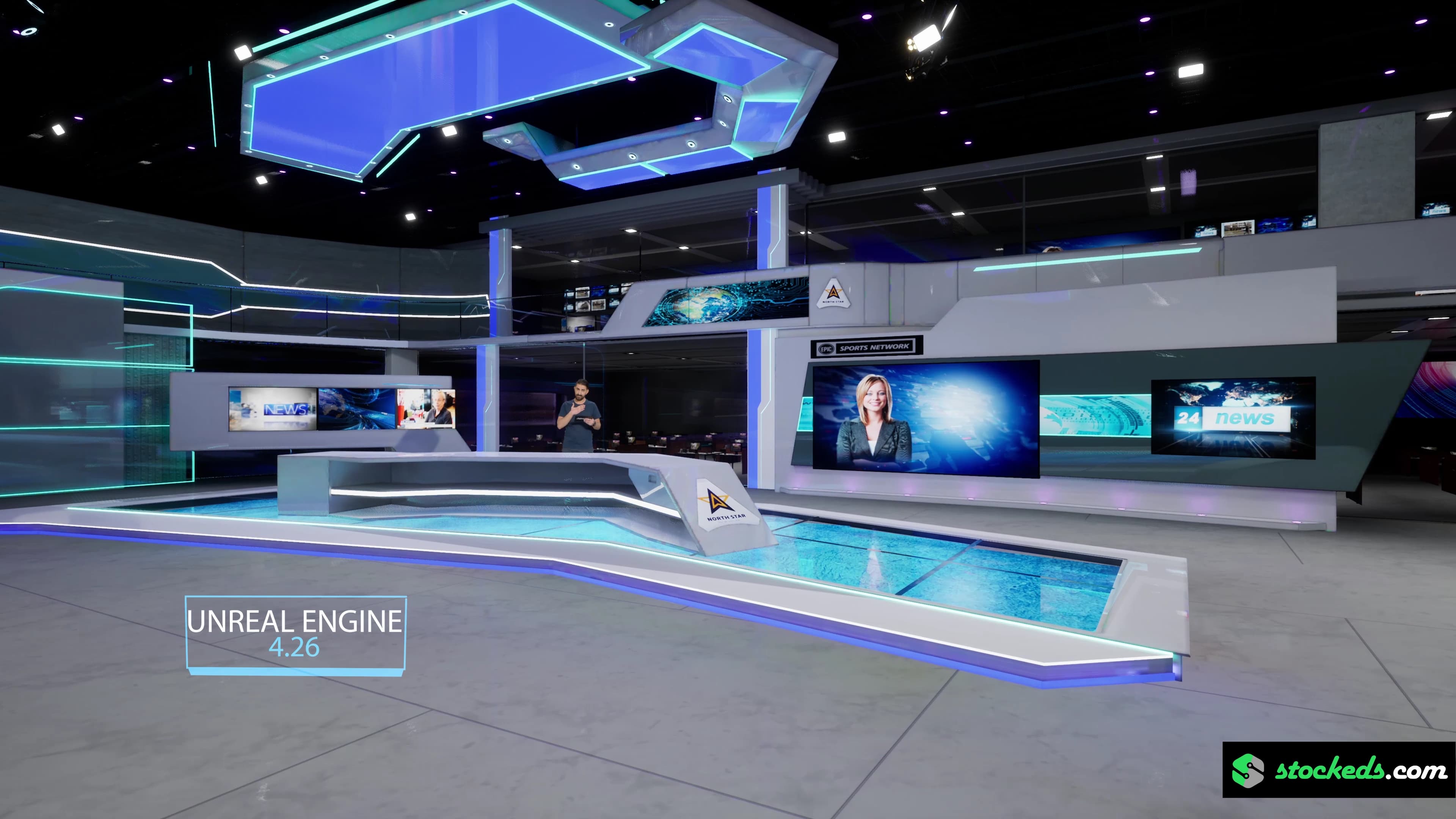 NEWSROOM RCNO7 | Unreal Engine Corporate Virtual Set |  Integrated With Aximmetry-2