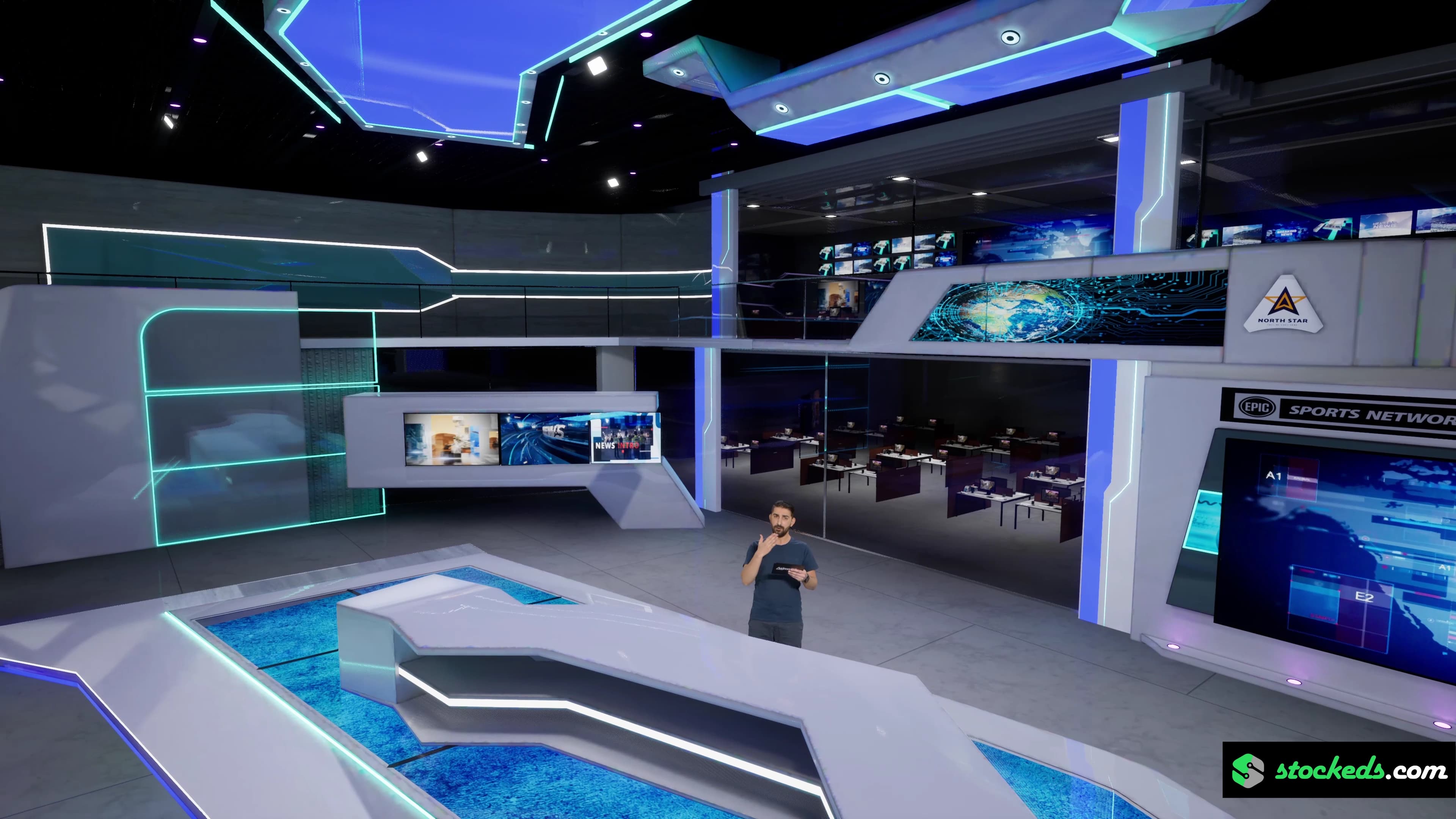 NEWSROOM RCNO7 | Unreal Engine Corporate Virtual Set |  Integrated With Aximmetry-8