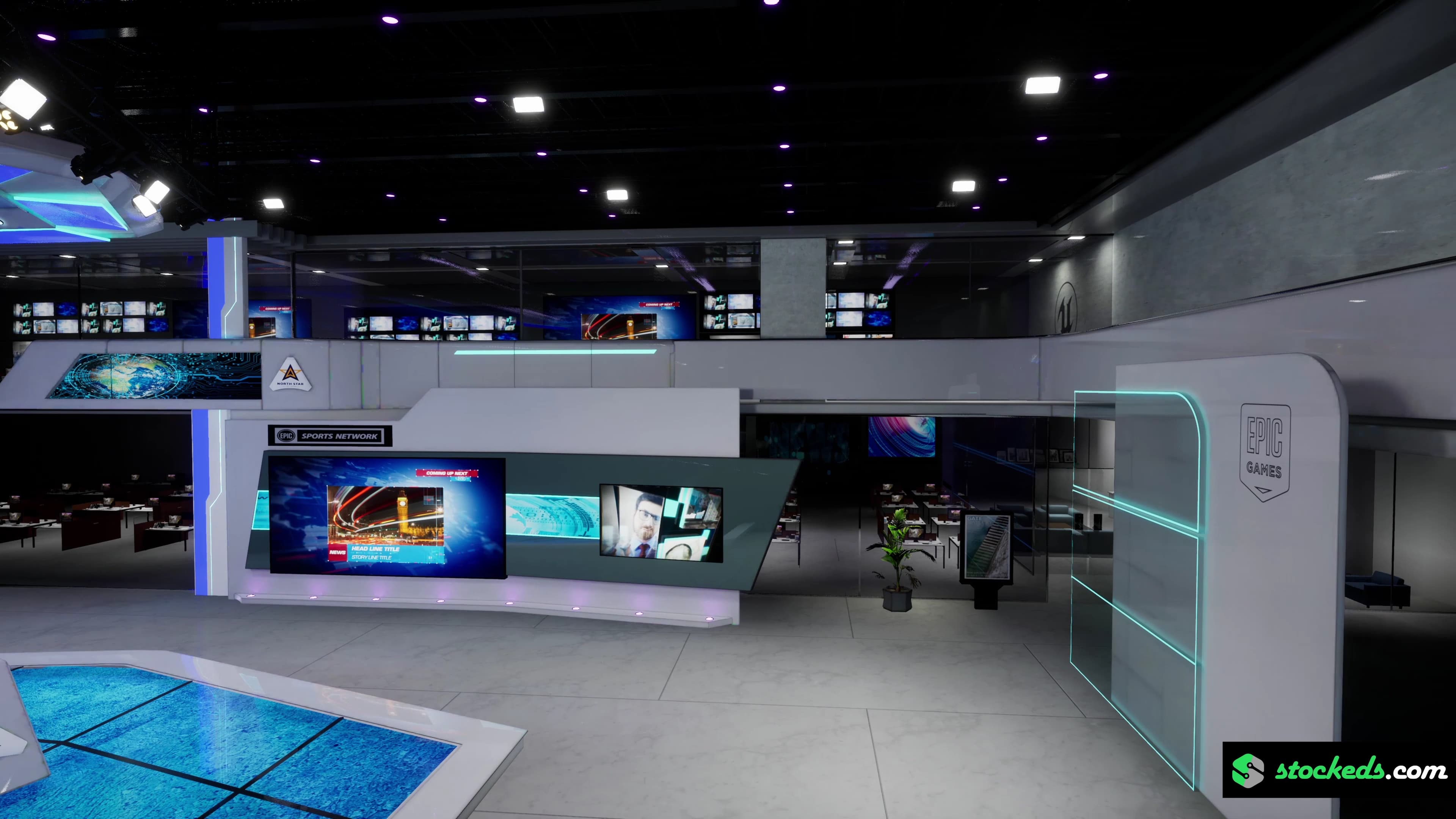 NEWSROOM RCNO7 | Unreal Engine Corporate Virtual Set |  Integrated With Aximmetry-10