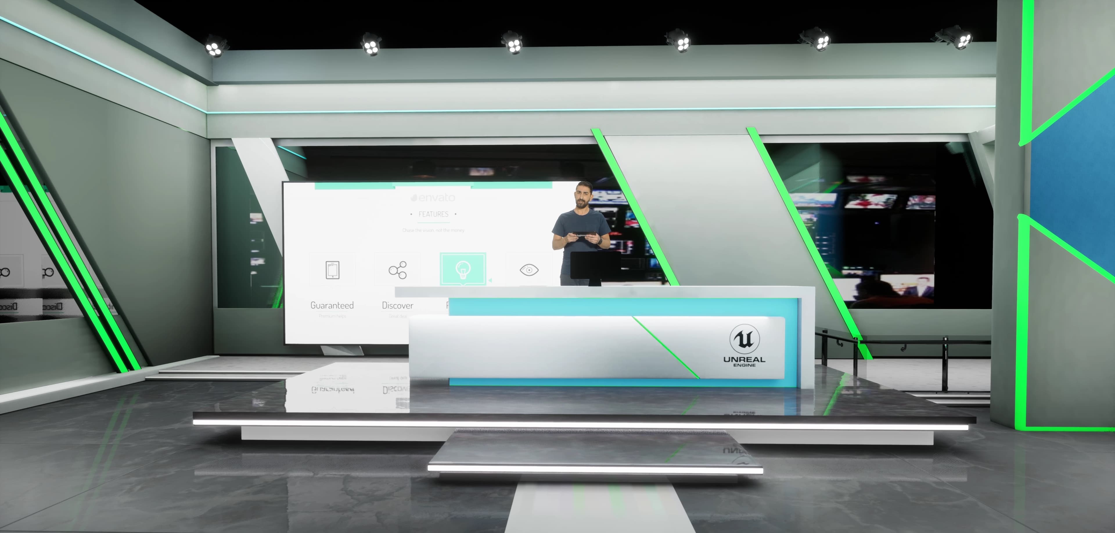 NEWSROOM ARJN7 | Unreal Engine Corporate Virtual Set |  Integrated With Aximmetry-2