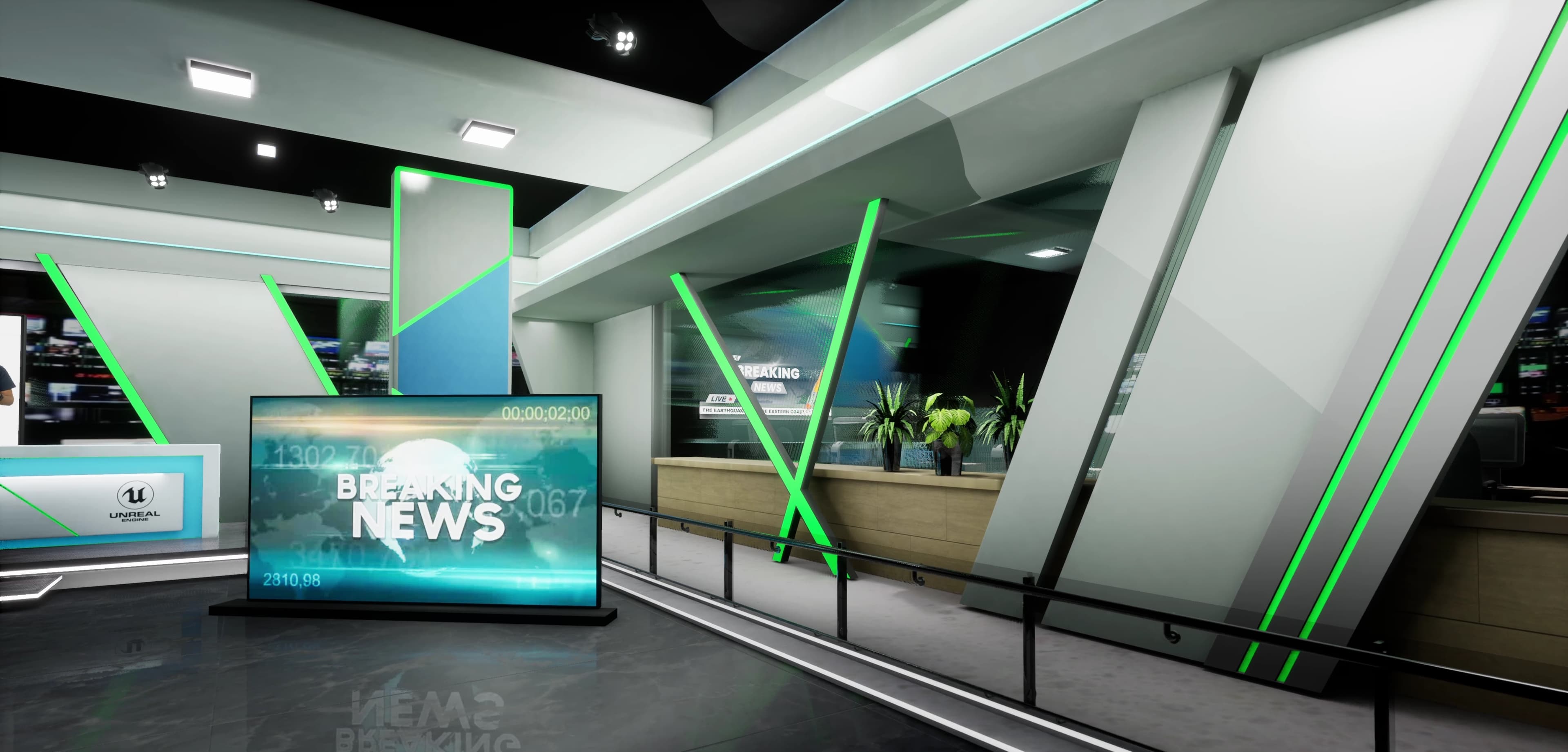 NEWSROOM ARJN7 | Unreal Engine Corporate Virtual Set |  Integrated With Aximmetry-6