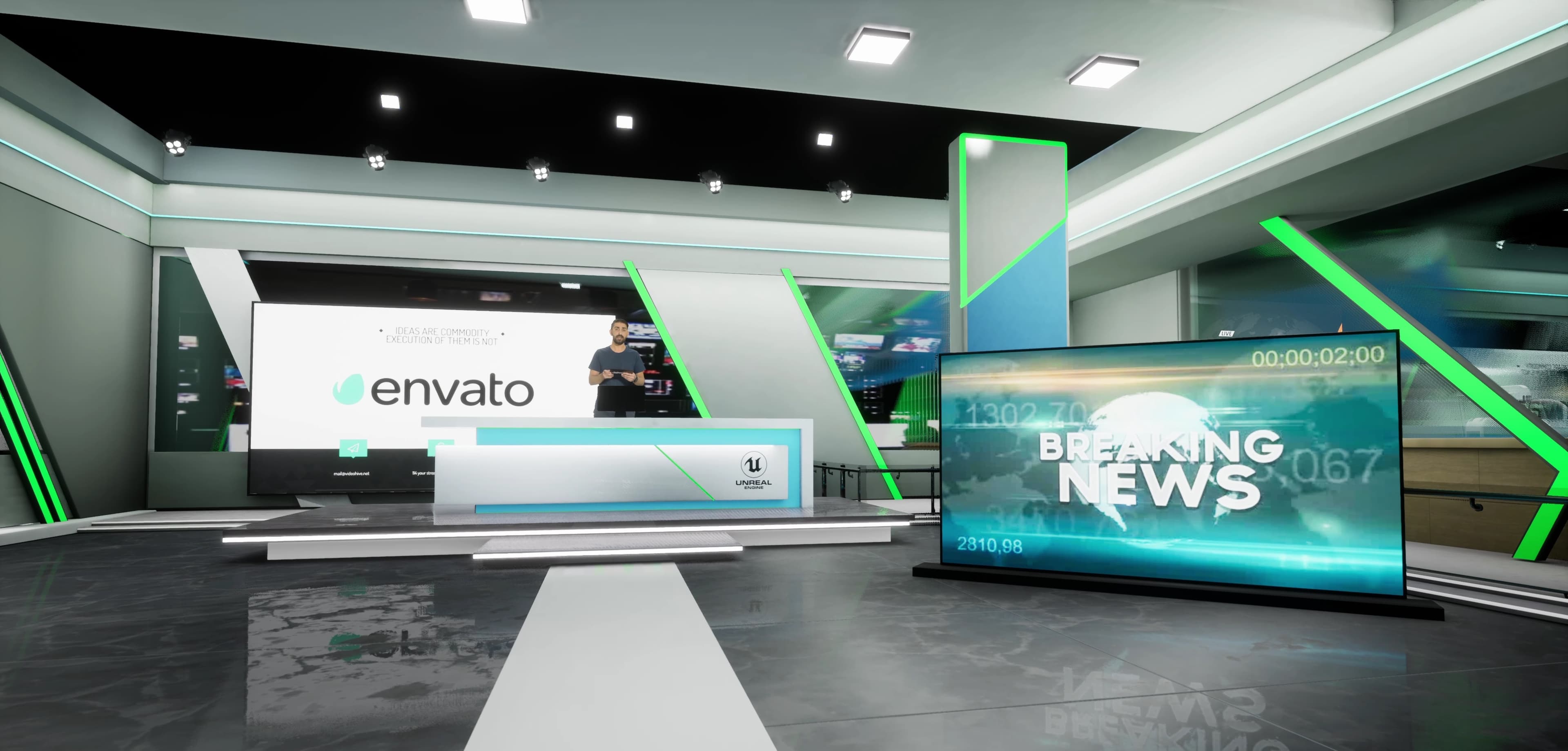 NEWSROOM ARJN7 | Unreal Engine Corporate Virtual Set |  Integrated With Aximmetry-8
