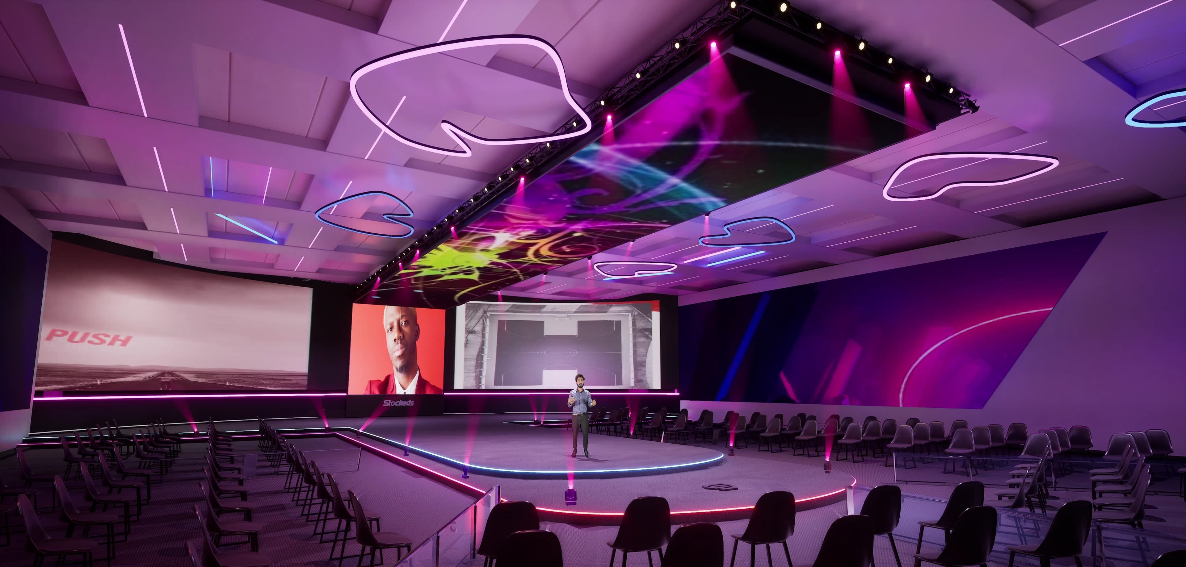 STAGE TK5V | DMX | Unreal Engine Corporate Virtual Set | Integrated With Aximmetry