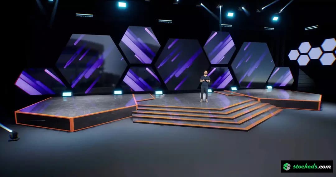 20-IN-1 UNREAL VIRTUAL SETS PACK –NEWSROOMS & STAGE COMBO-3