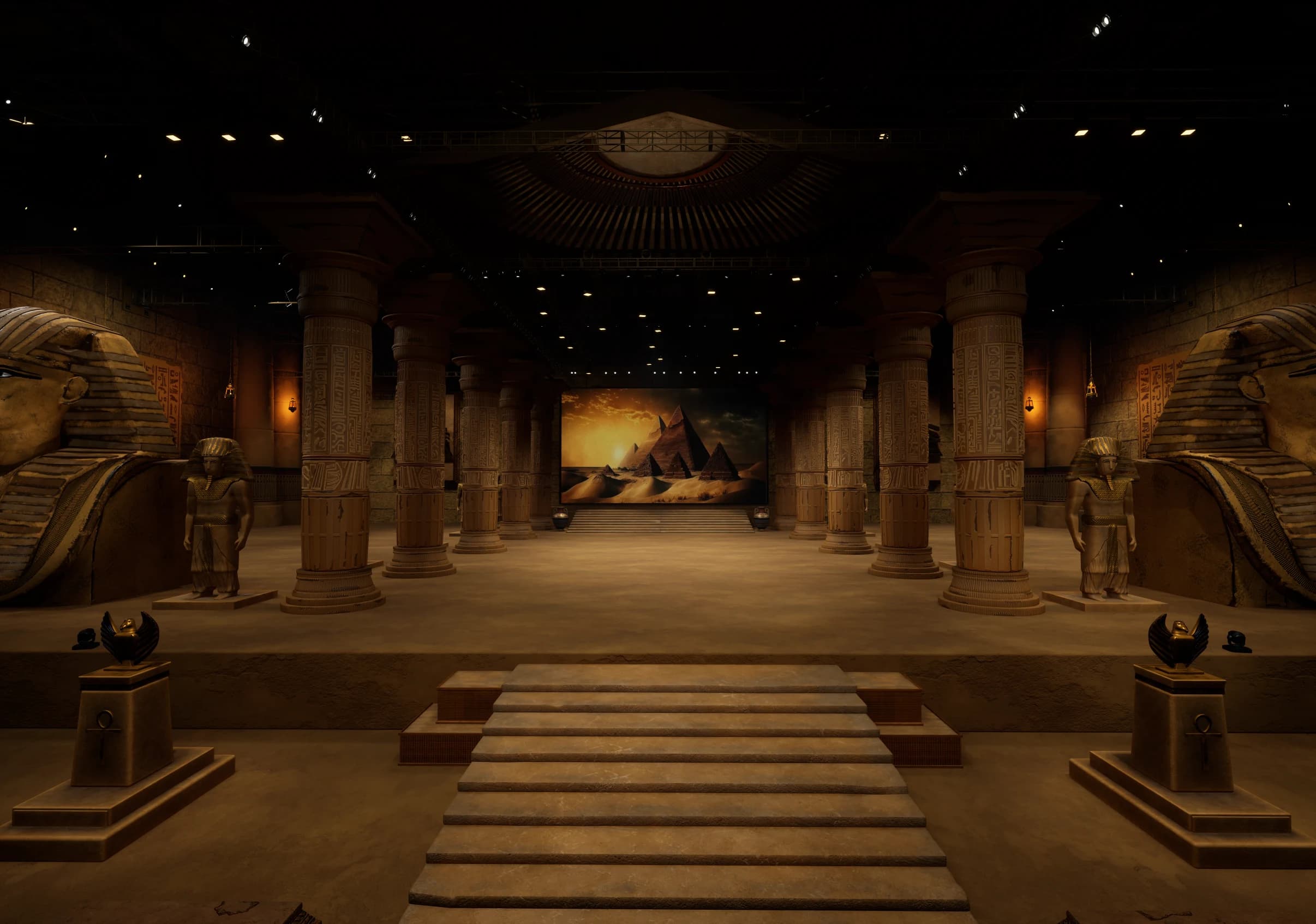 EGYPTIAN_STAGE_FLCV7 | Unreal Engine Corporate Virtual Set | Integrated With Aximmetry-3