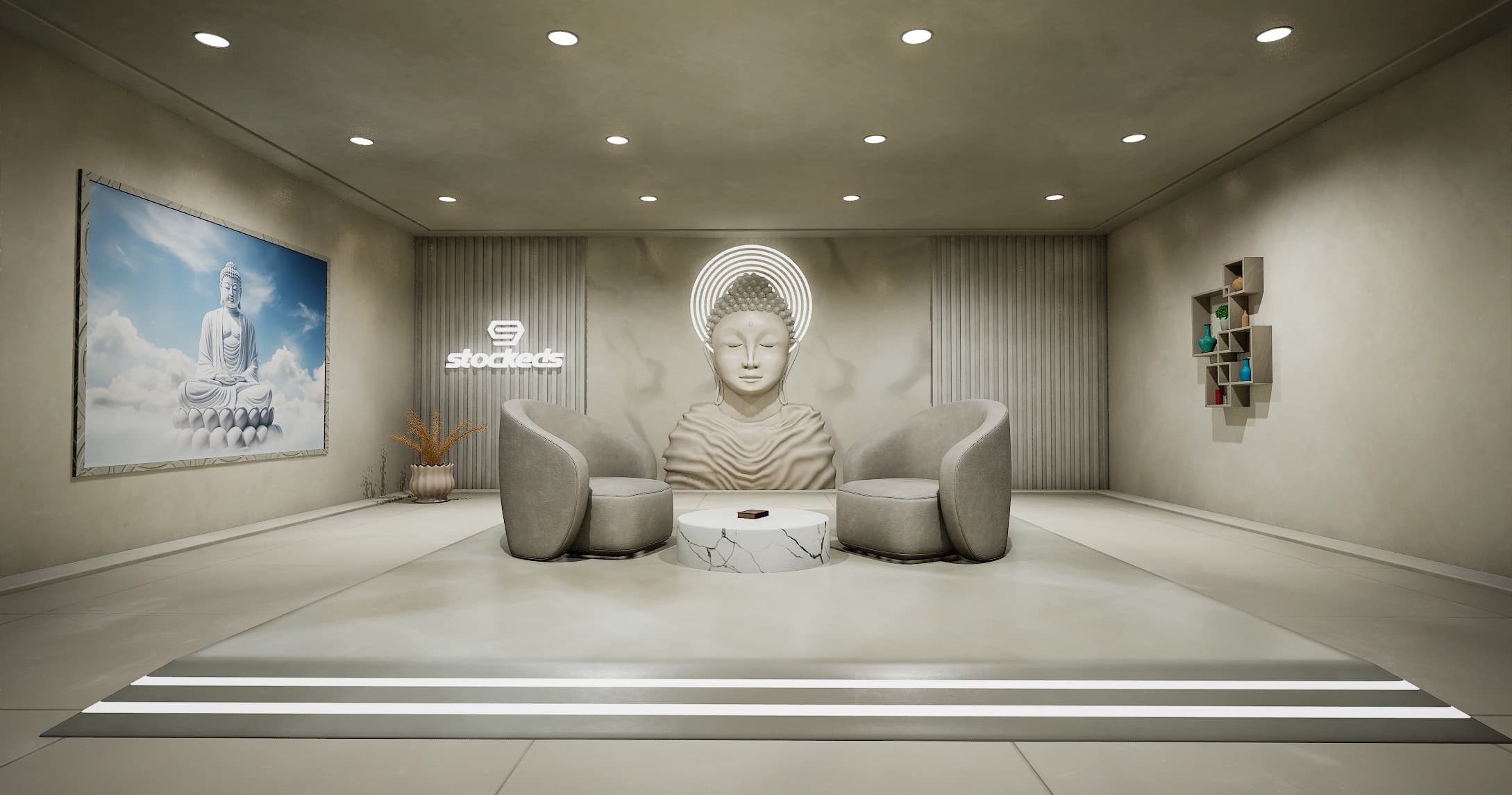 PODSET_BUDDHA : Podcast studio  | Unreal Engine Virtual Set |-5