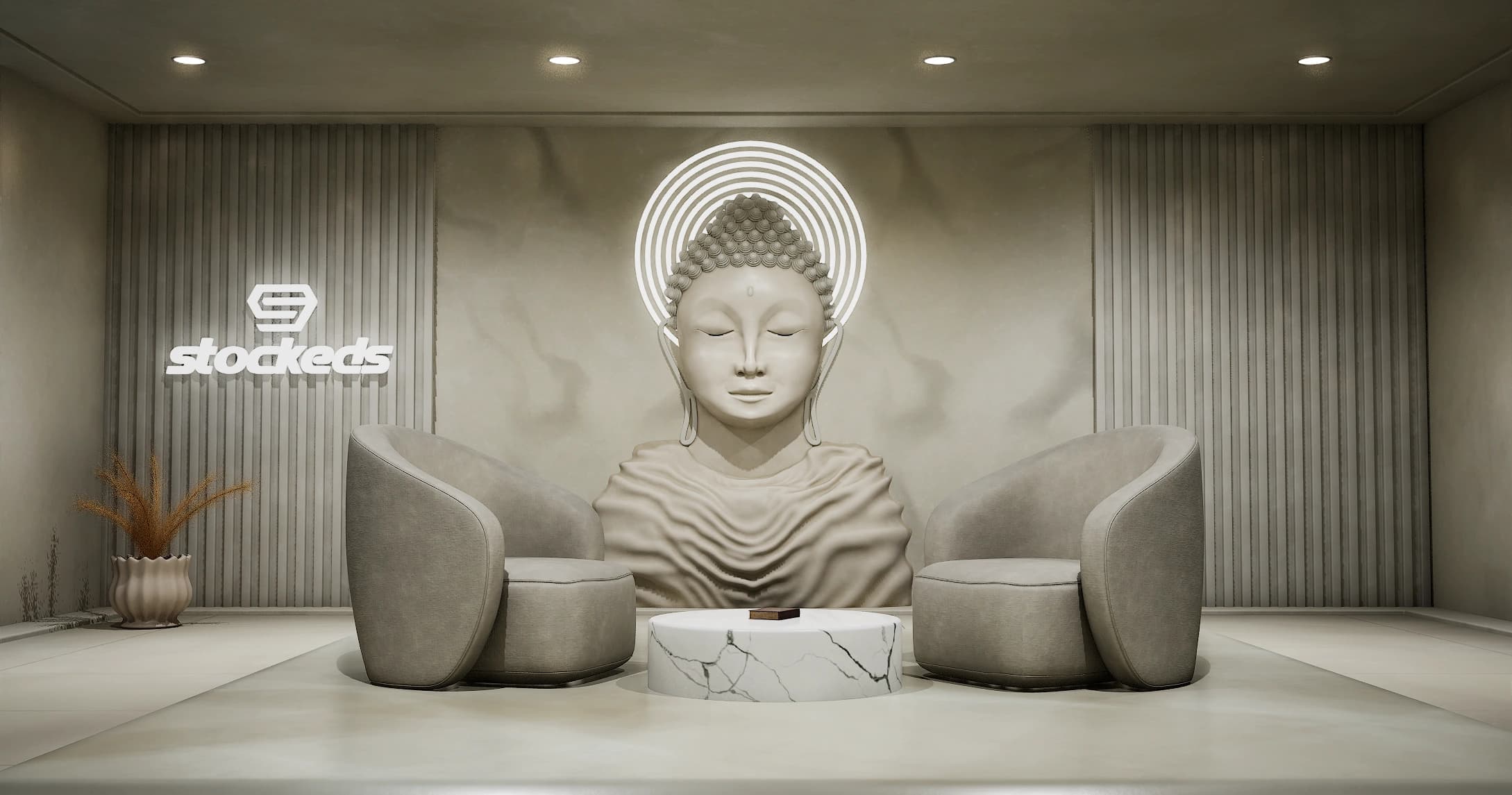 PODSET_BUDDHA : Podcast studio  | Unreal Engine Virtual Set |-4