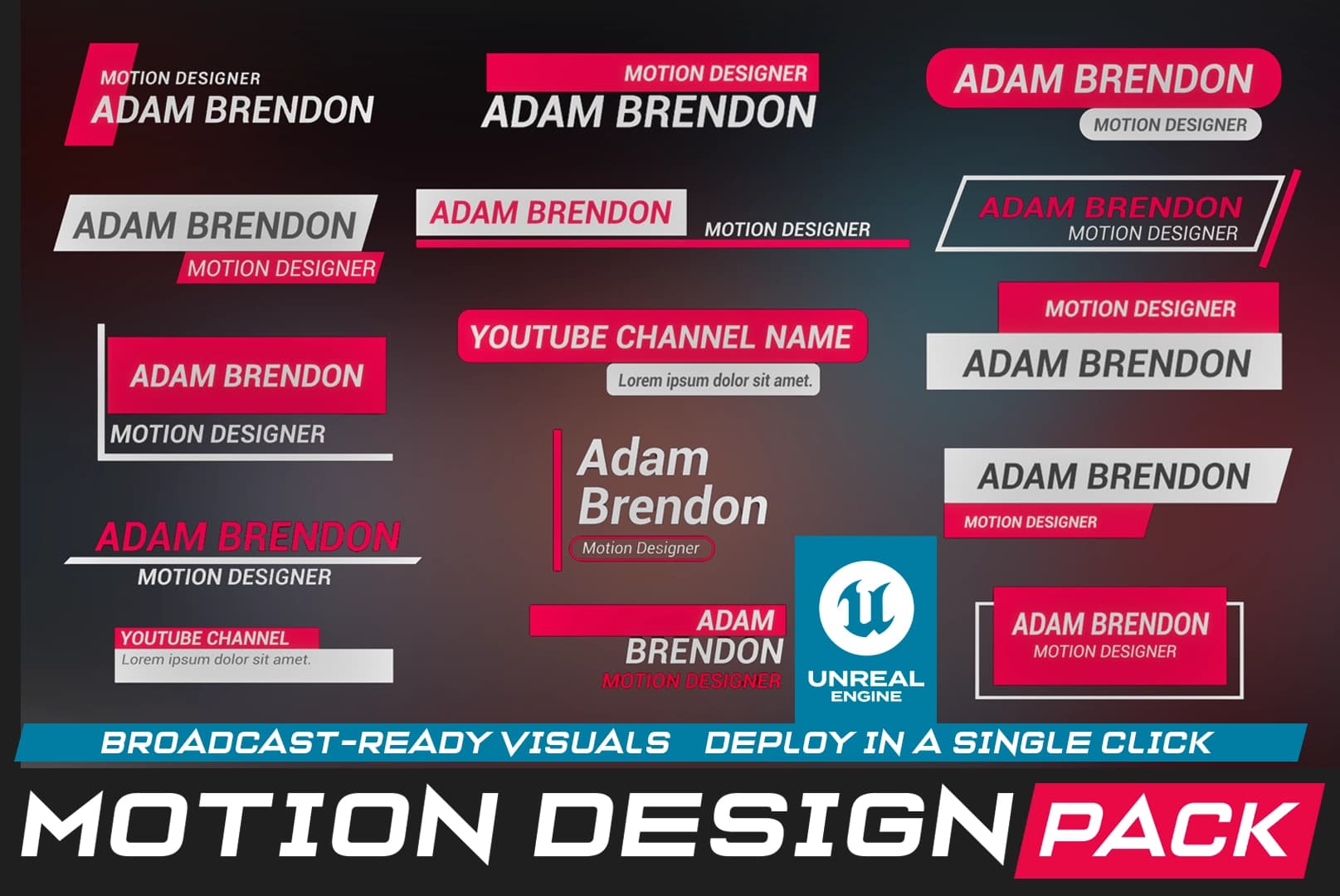 LowerThirds_Xeone: Lower Thirds Pack – Studio Titles for Livestreams, YouTube & Broadcasts