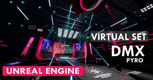 STAGE TGH | DMX Pyro | Unreal Engine Corporate Virtual Set | Integrated With Aximmetry