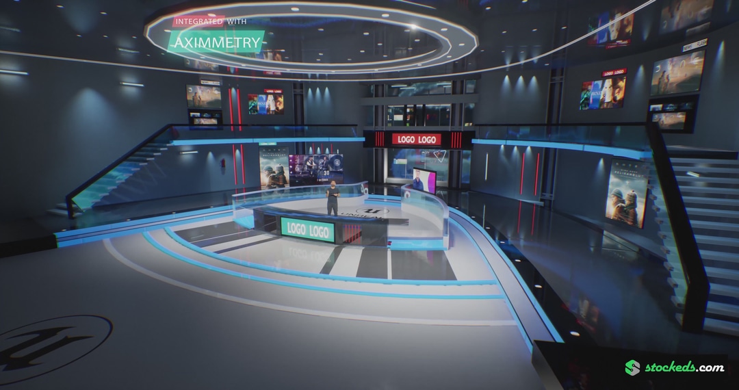 Corporate News Room-224H | Unreal Engine Corporate Virtual Set
