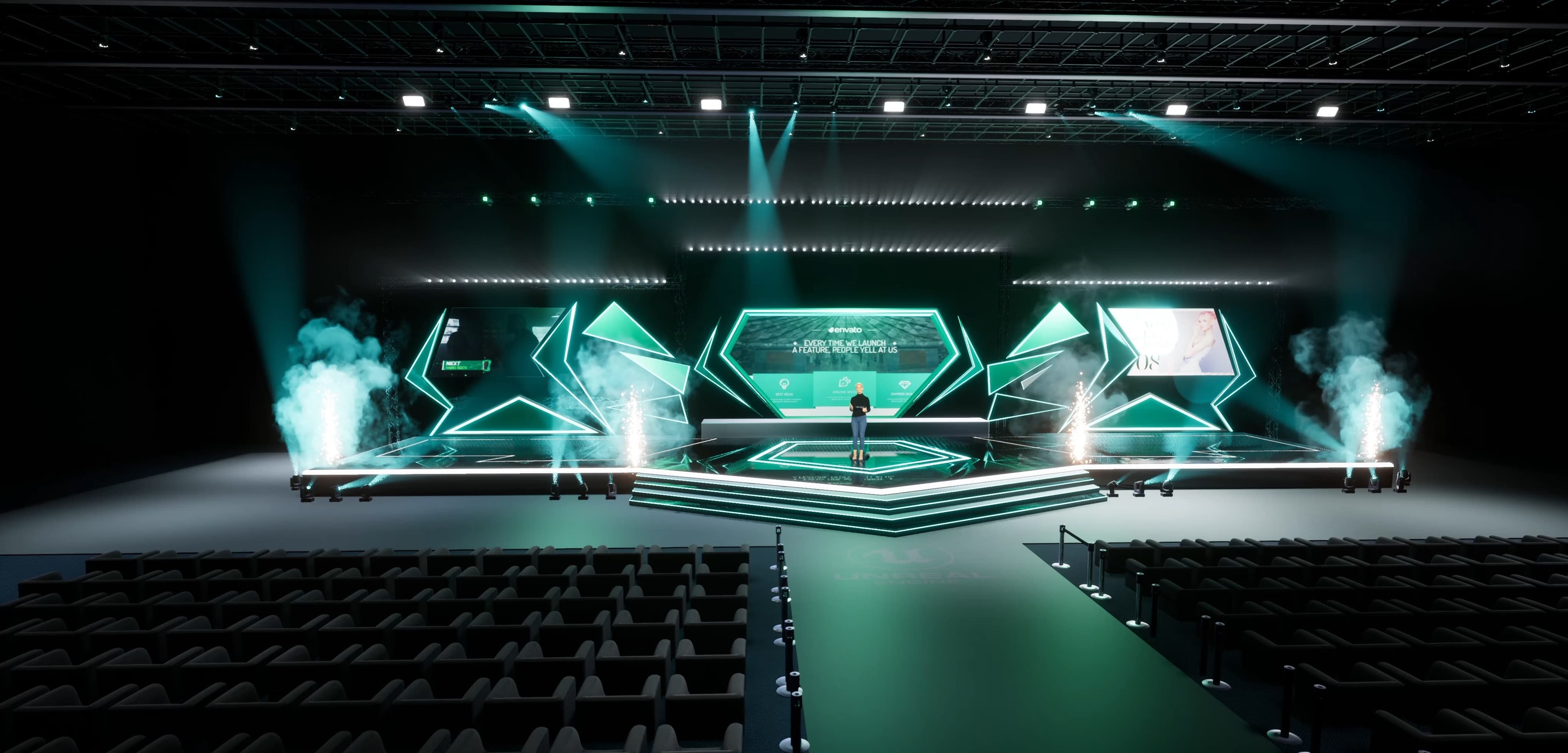 STAGE BWM3 | DMX Pyro | Unreal Engine Corporate Virtual Set