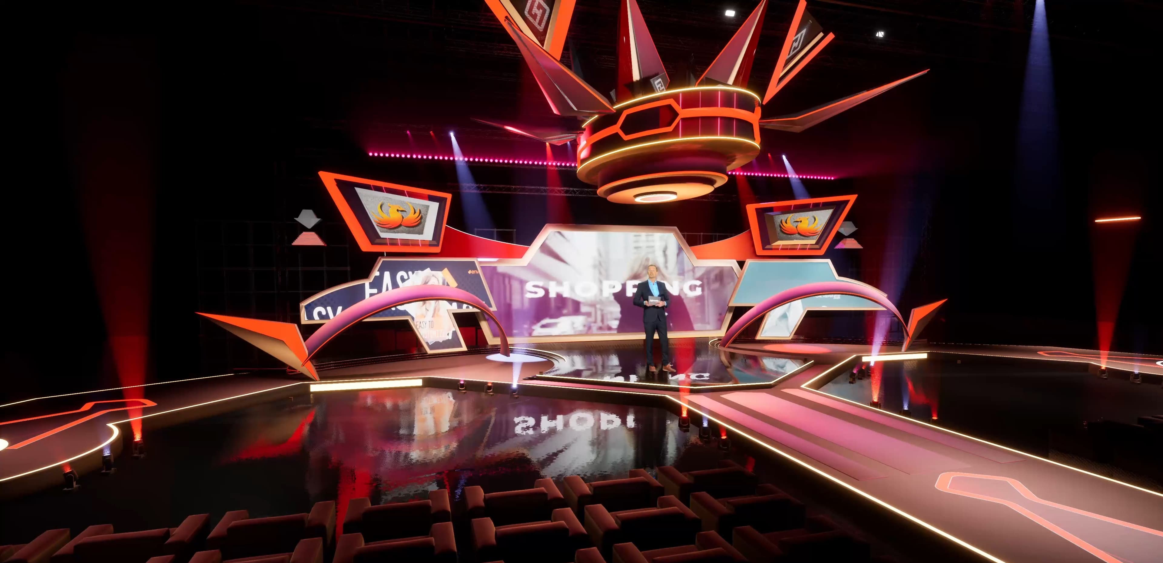 STAGE V7IZ | DMX Pyro | Unreal Engine Corporate Virtual Set