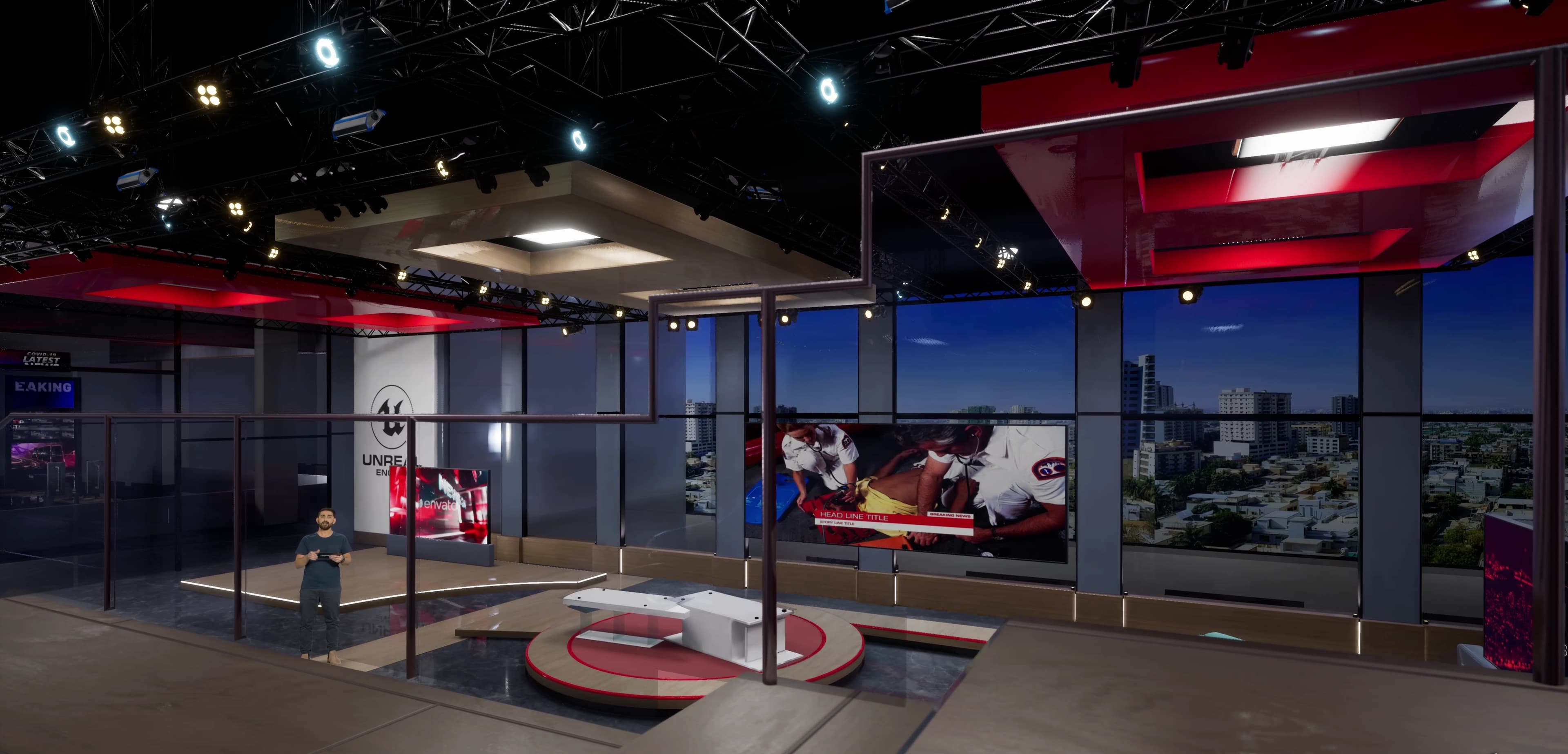 NEWSROOM FEYX7 | Unreal Engine Corporate Virtual Set-5