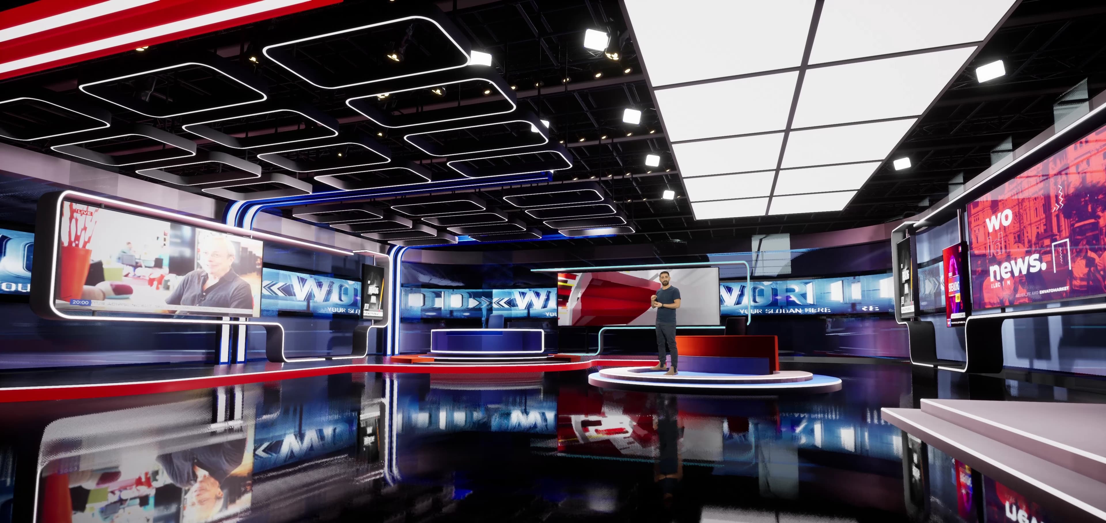 NEWSROOM RKOY5 | Unreal Engine Corporate Virtual Set-7
