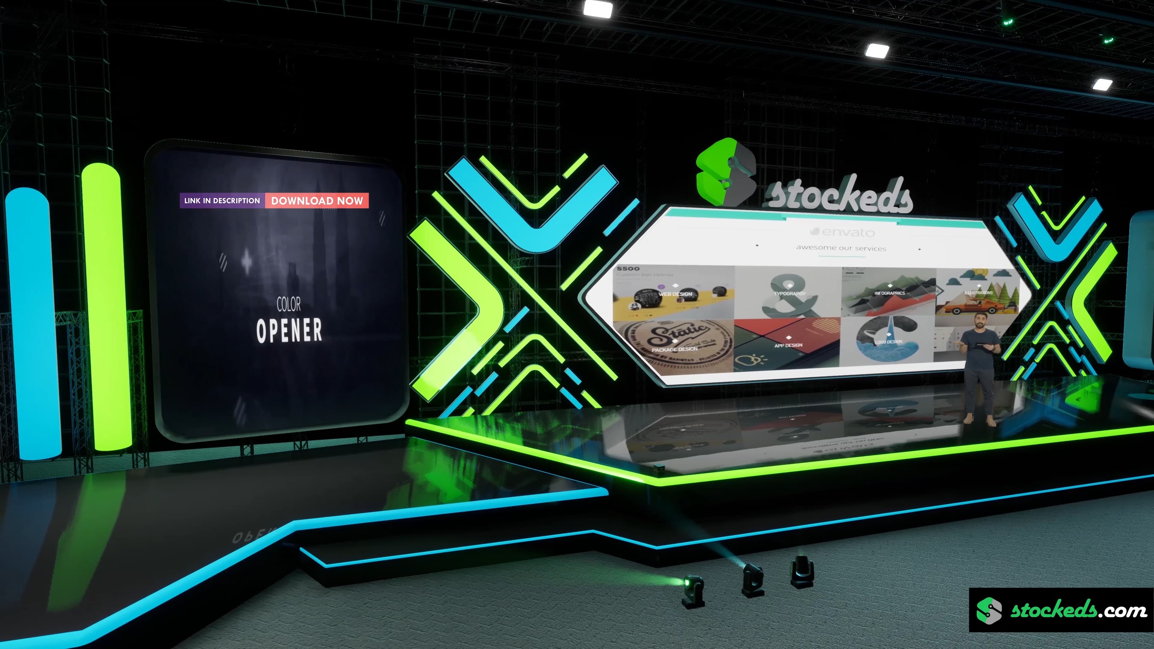 STAGE PMZ1 | DMX Pyro | Unreal Engine Corporate Virtual Set-4