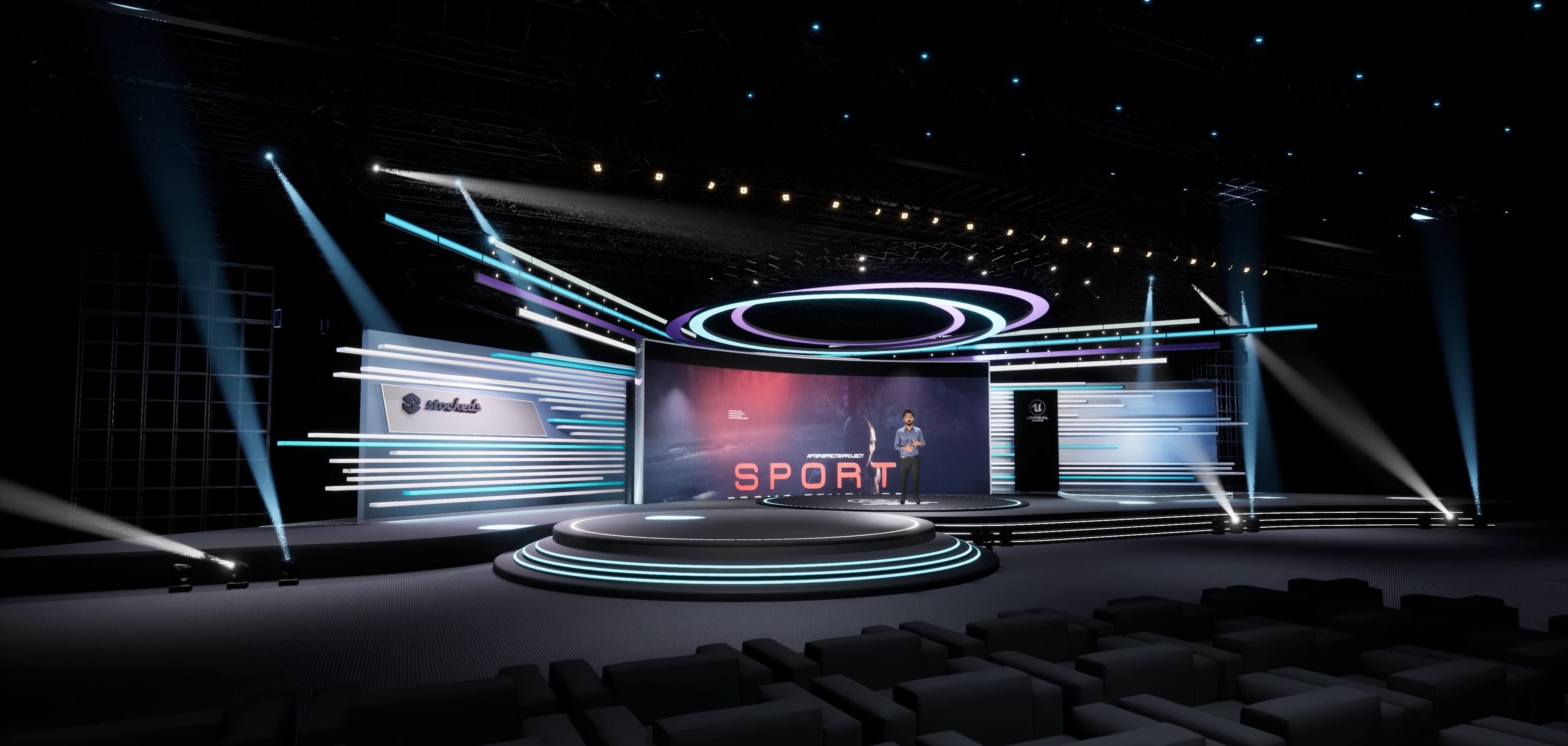 STAGE T279F | DMX | Unreal Engine Corporate Virtual Set